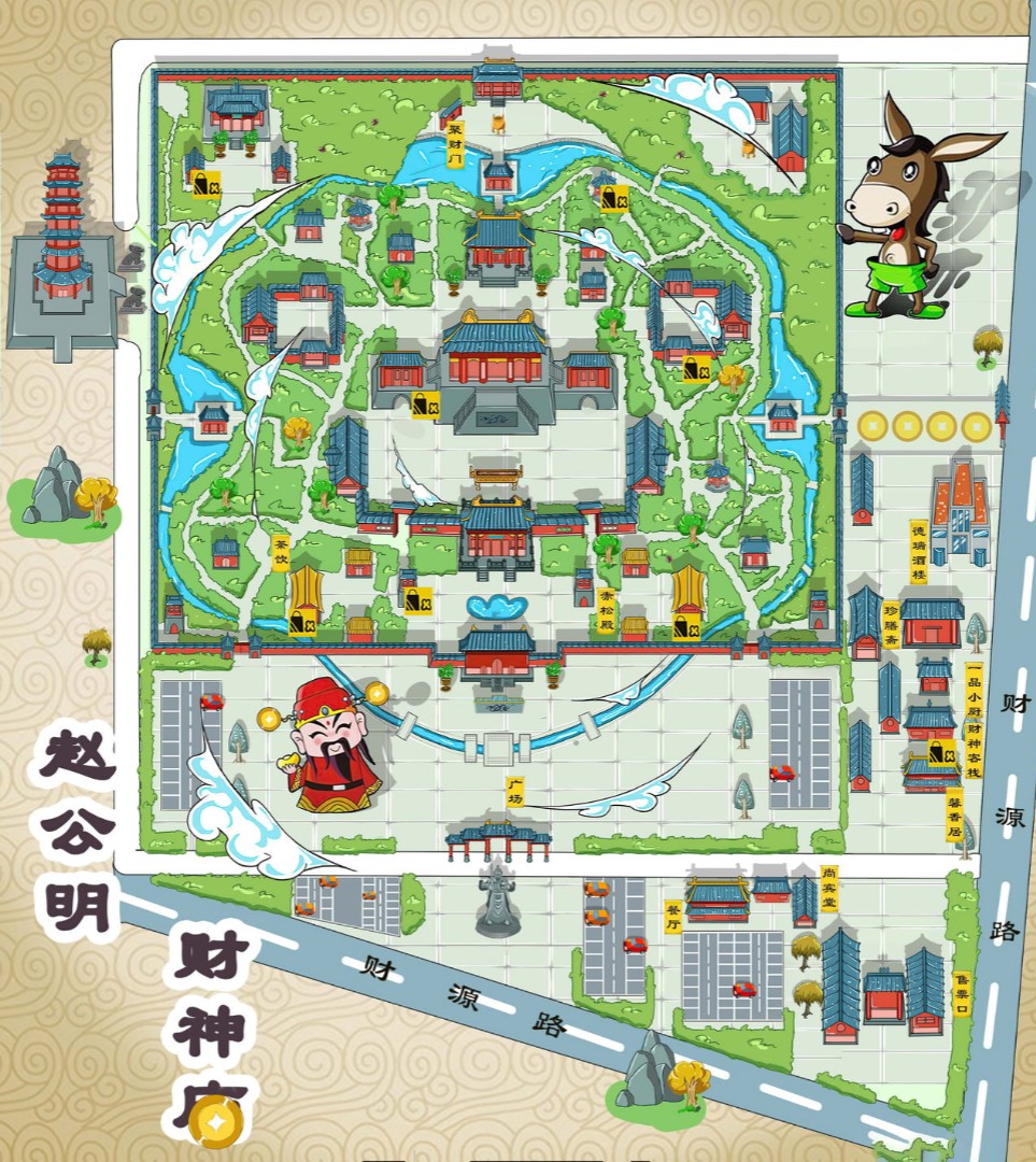 山海关寺庙类手绘地图